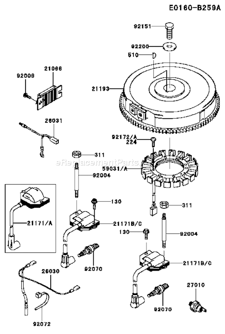 Page F Diagram and Parts List for CS05 Kawasaki Engine