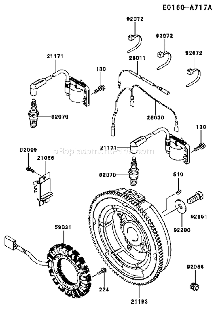 Page F Diagram and Parts List for AS01 Kawasaki Engine