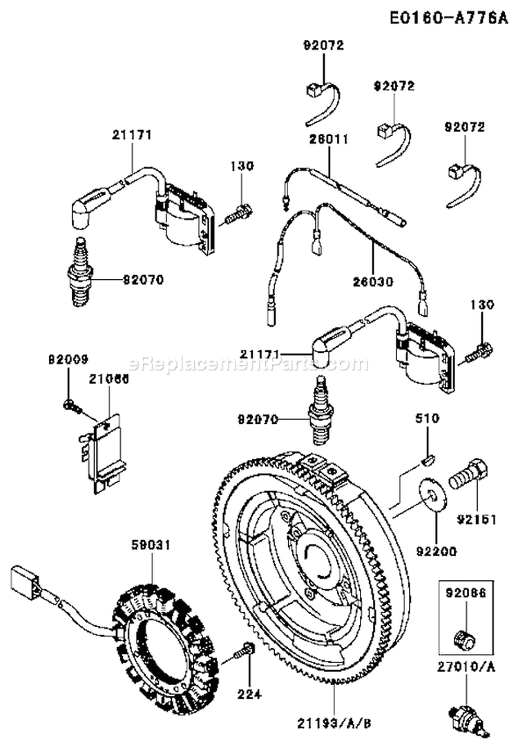 Page F Diagram and Parts List for AS05 Kawasaki Engine
