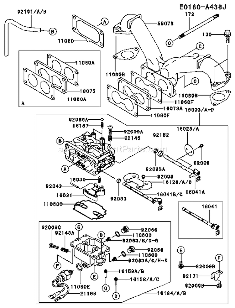Page B Diagram and Parts List for BS05 Kawasaki Engine