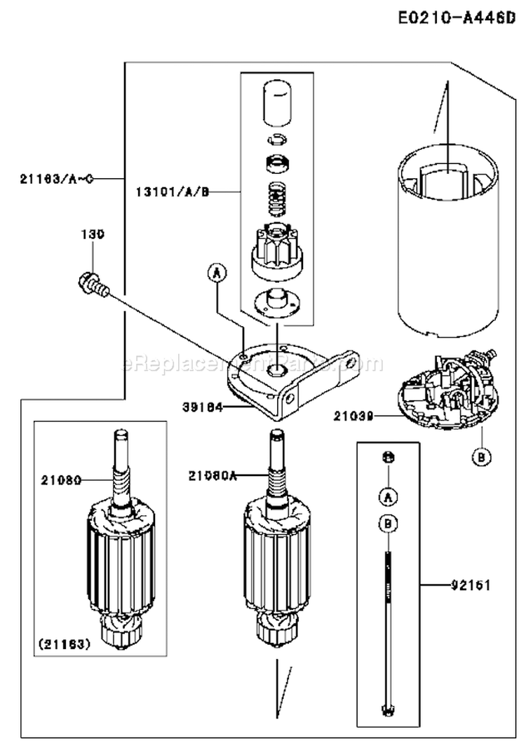 Page K Diagram and Parts List for ES29 Kawasaki Engine