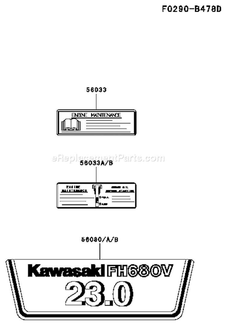 Page H Diagram and Parts List for ES29 Kawasaki Engine