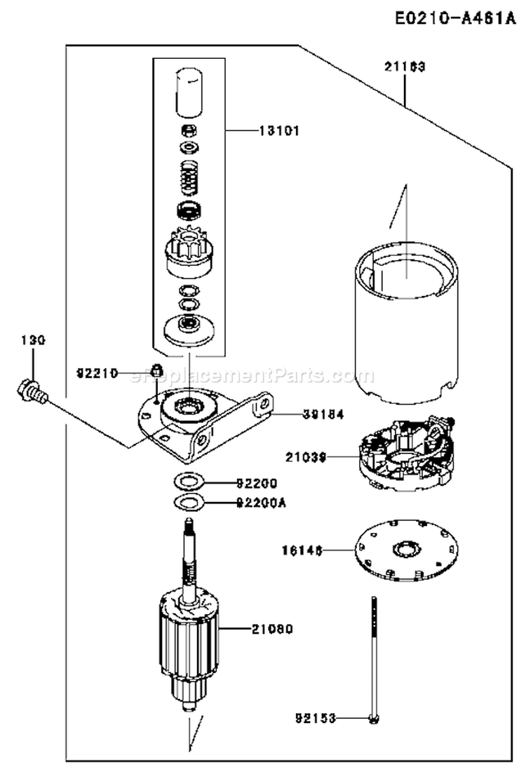 Page K Diagram and Parts List for ES24 Kawasaki Engine