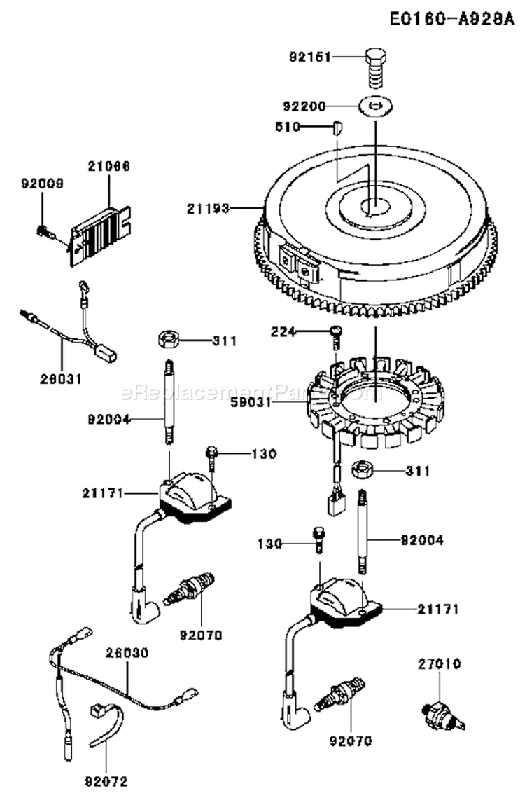 Page F Diagram and Parts List for CS21 Kawasaki Engine