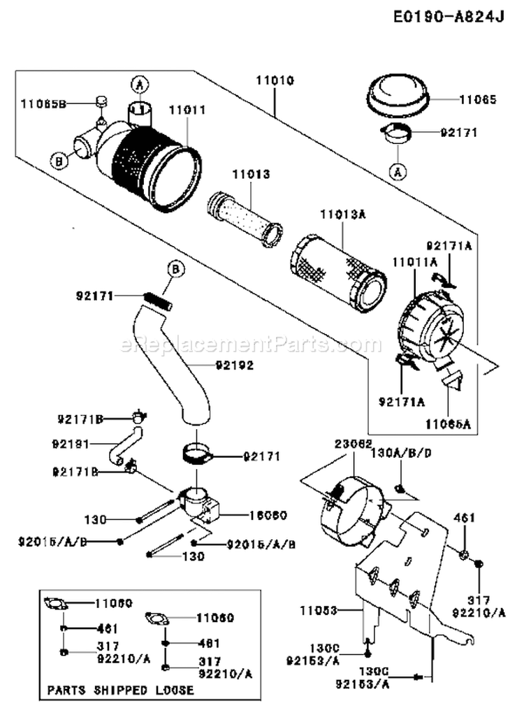 Page A Diagram and Parts List for CS33 Kawasaki Engine