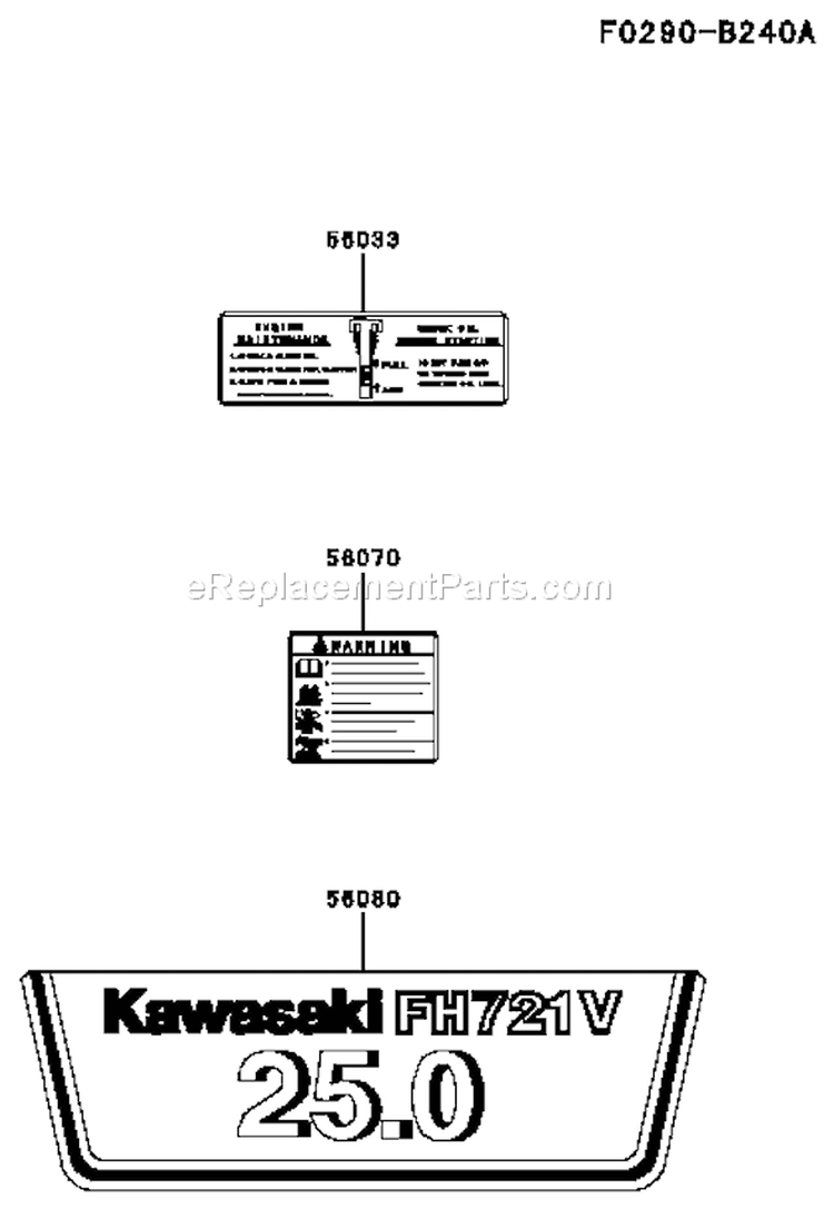 Page H Diagram and Parts List for  Kawasaki Engine