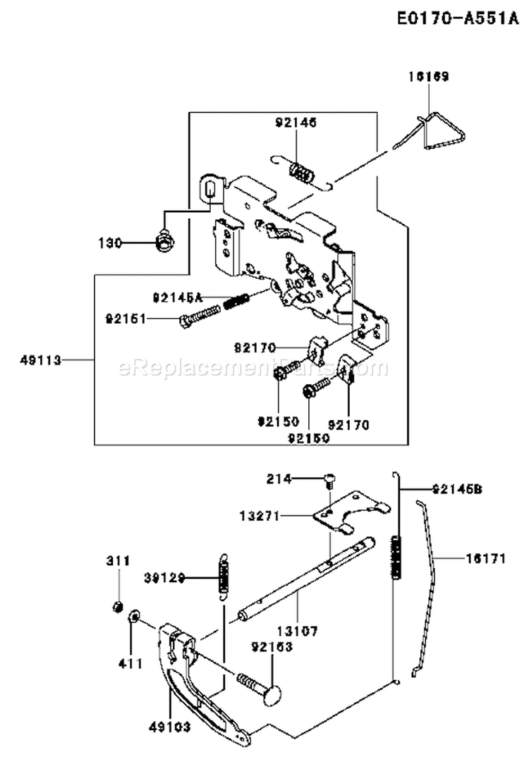 Page C Diagram and Parts List for  Kawasaki Engine