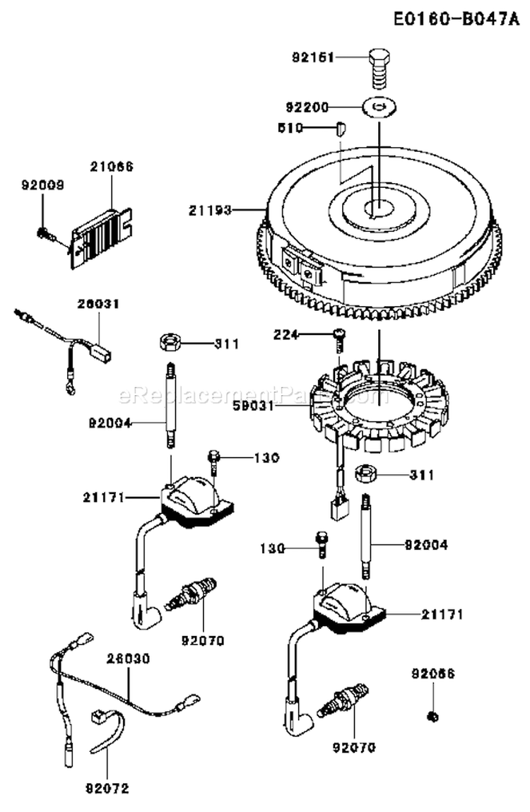 Page F Diagram and Parts List for  Kawasaki Engine