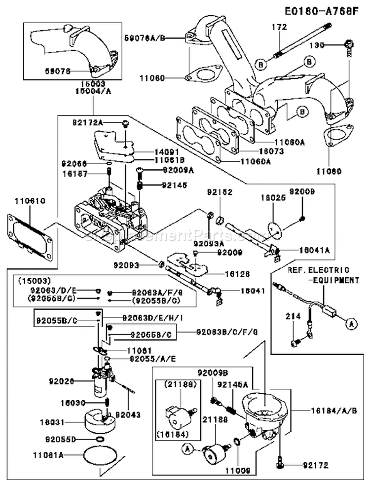 Page B Diagram and Parts List for FS27 Kawasaki Engine
