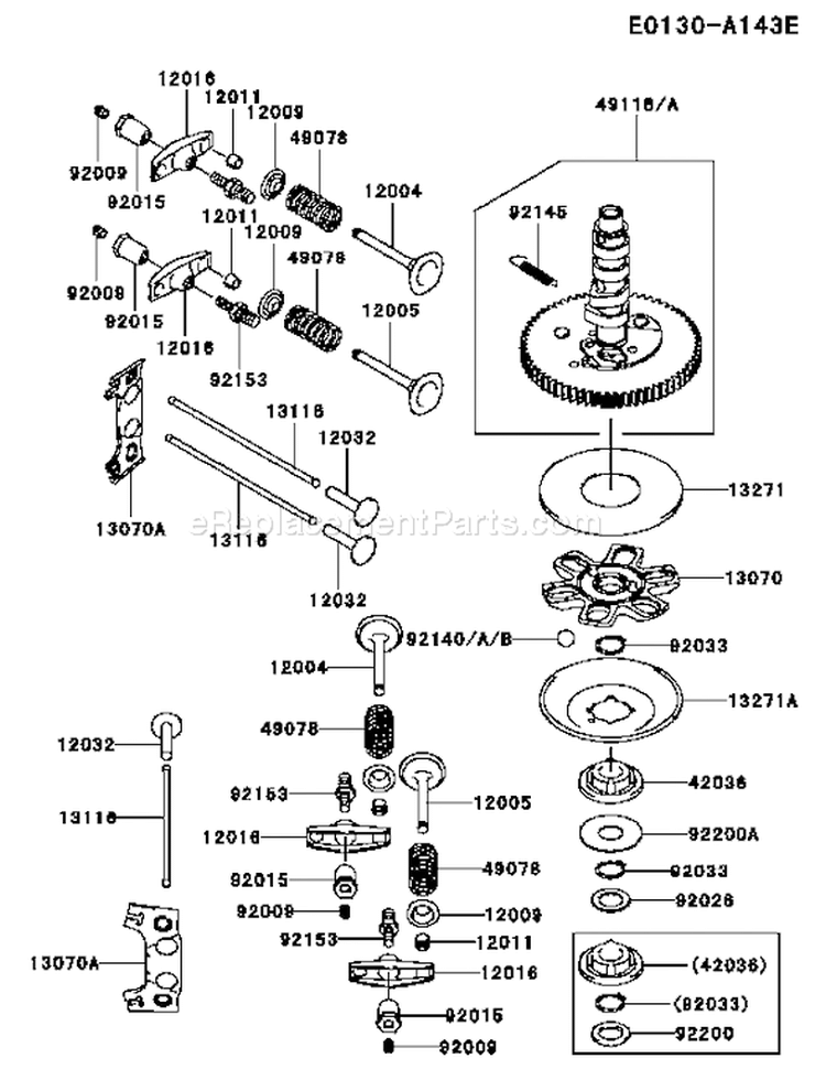 Page L Diagram and Parts List for AW04 Kawasaki Engine