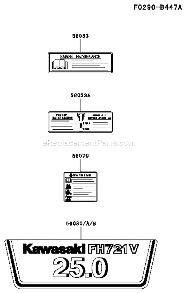 Page H Diagram and Parts List for GS21 Kawasaki Engine
