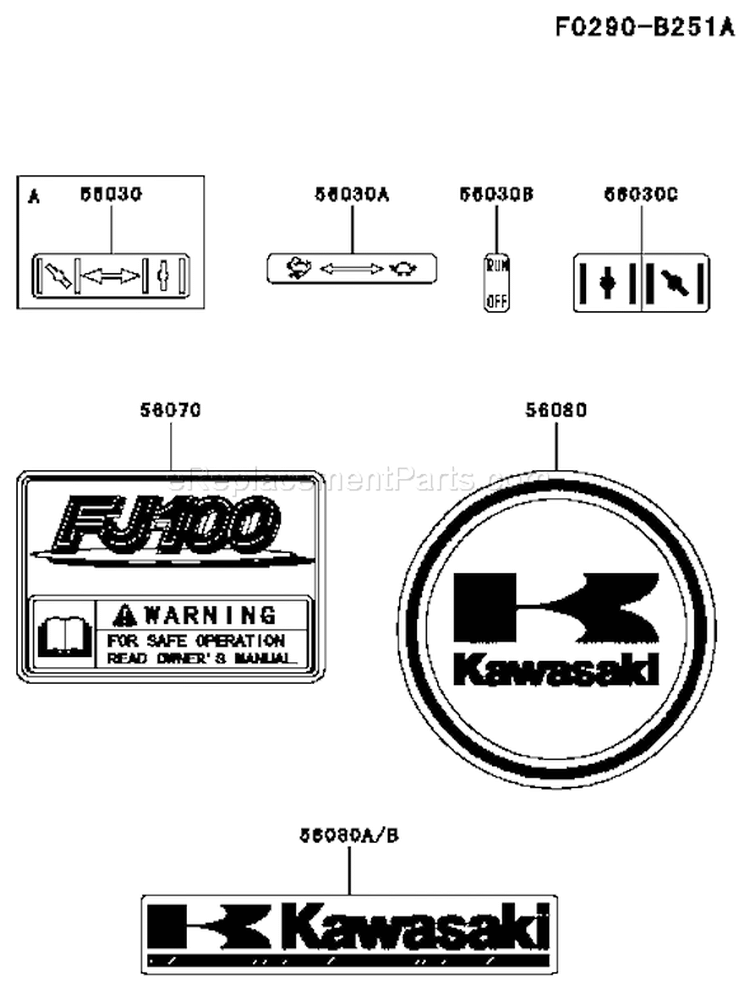 Page H Diagram and Parts List for  Kawasaki Engine