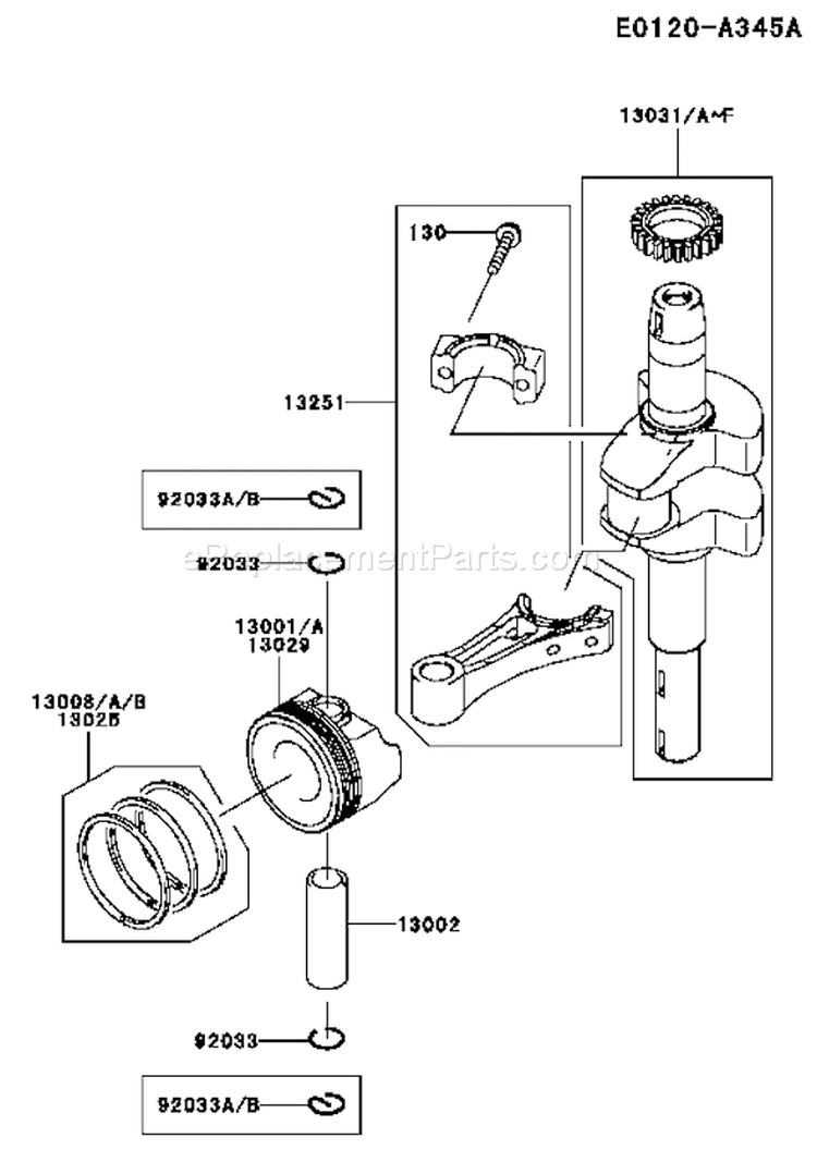 Page K Diagram and Parts List for  Kawasaki Engine