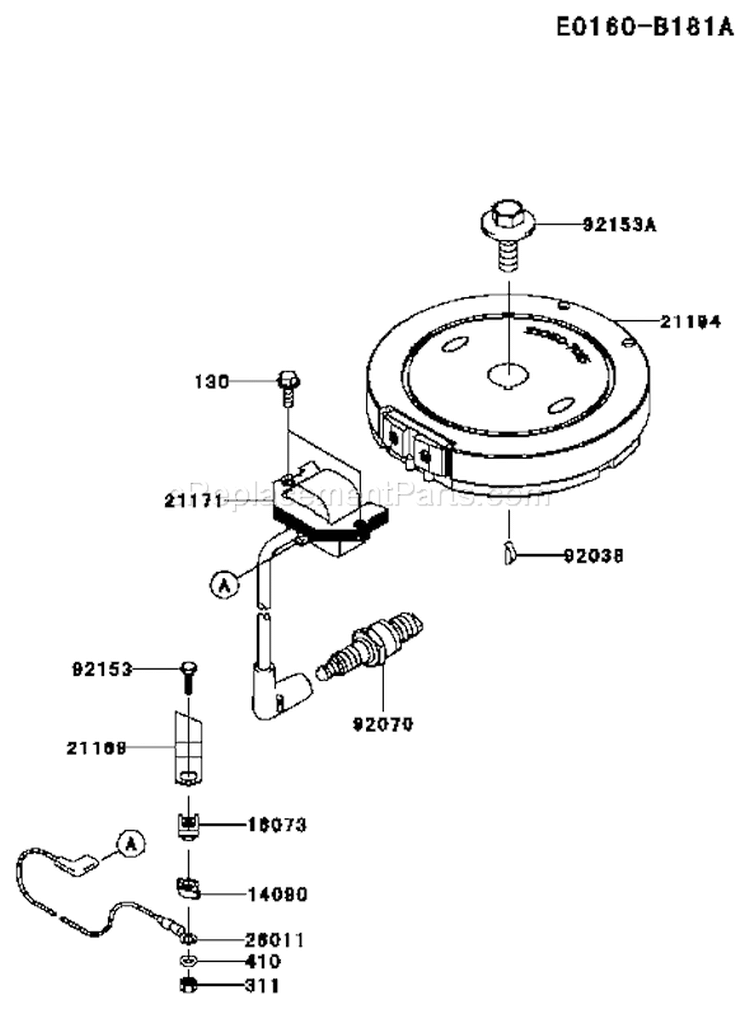 Page F Diagram and Parts List for  Kawasaki Engine