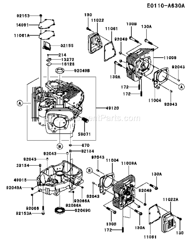 Page E Diagram and Parts List for AS00 Kawasaki