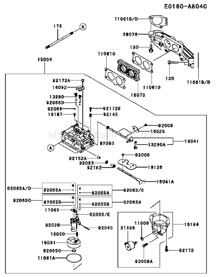 Page B Diagram and Parts List for AS00 Kawasaki Engine