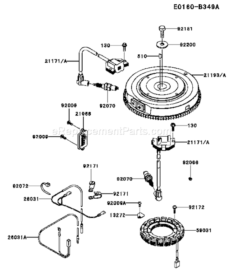 Page F Diagram and Parts List for AS00 Kawasaki Engine