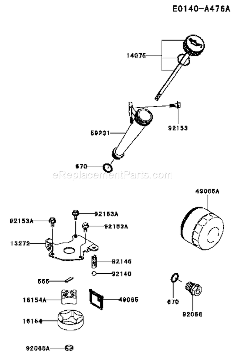 Page H Diagram and Parts List for AS00 Kawasaki Engine
