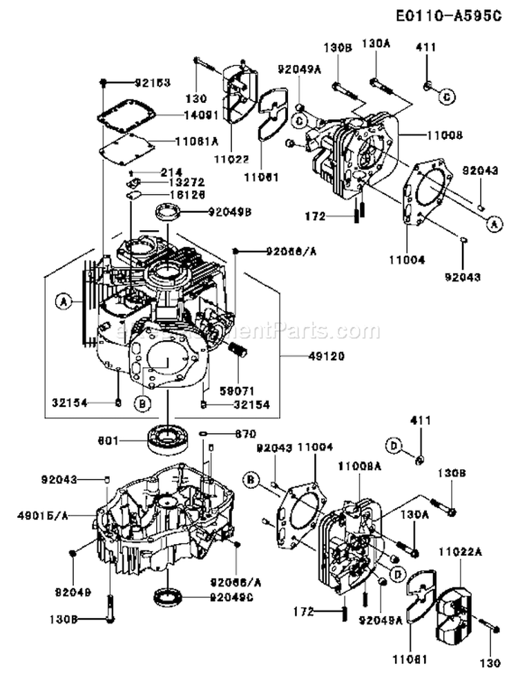 Page E Diagram and Parts List for AS00 Kawasaki Engine