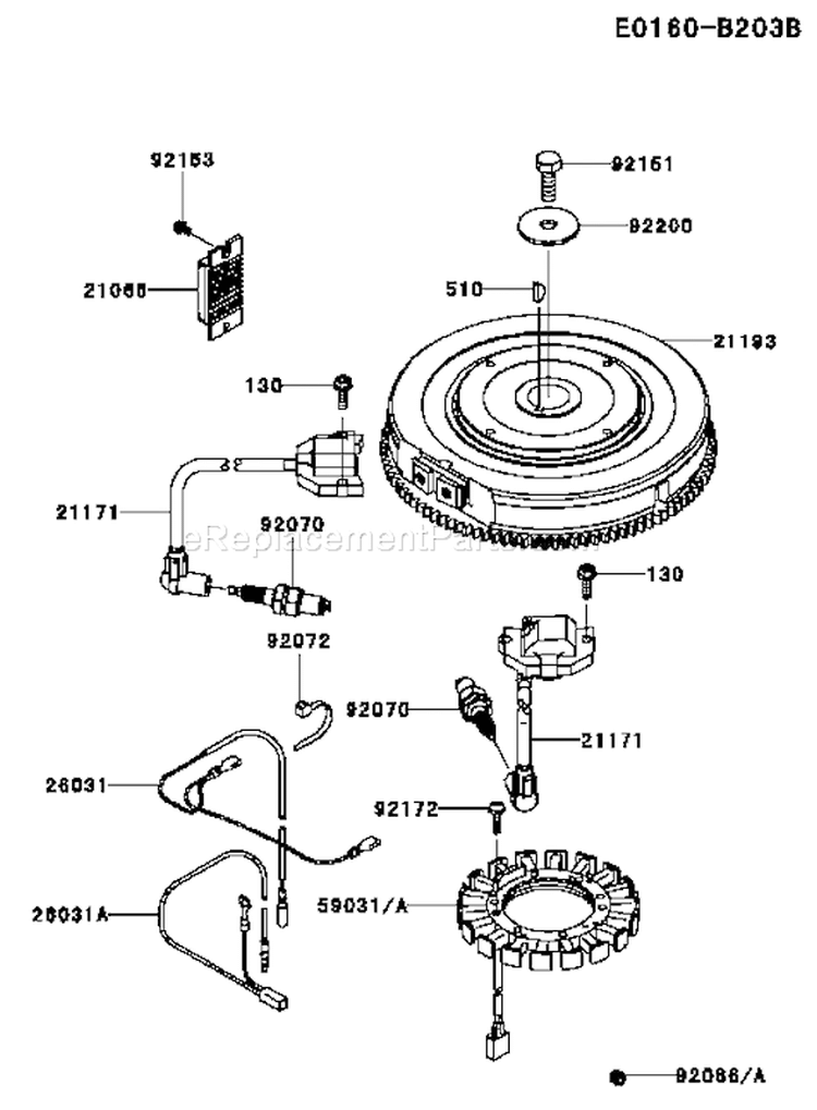 Page F Diagram and Parts List for AS00 Kawasaki Engine