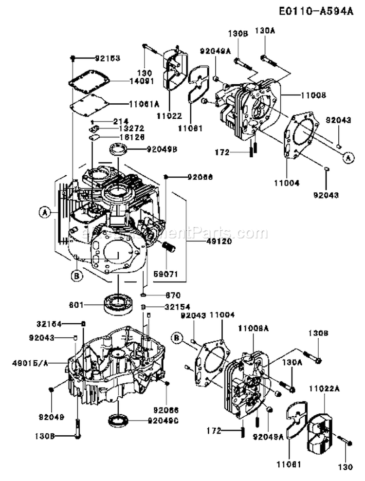 Page E Diagram and Parts List for AS00 Kawasaki Engine