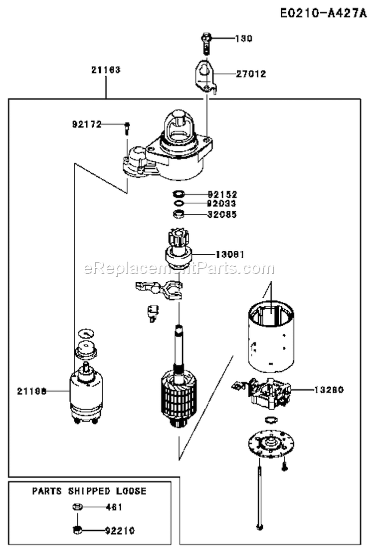 Page K Diagram and Parts List for AS04 Kawasaki Engine