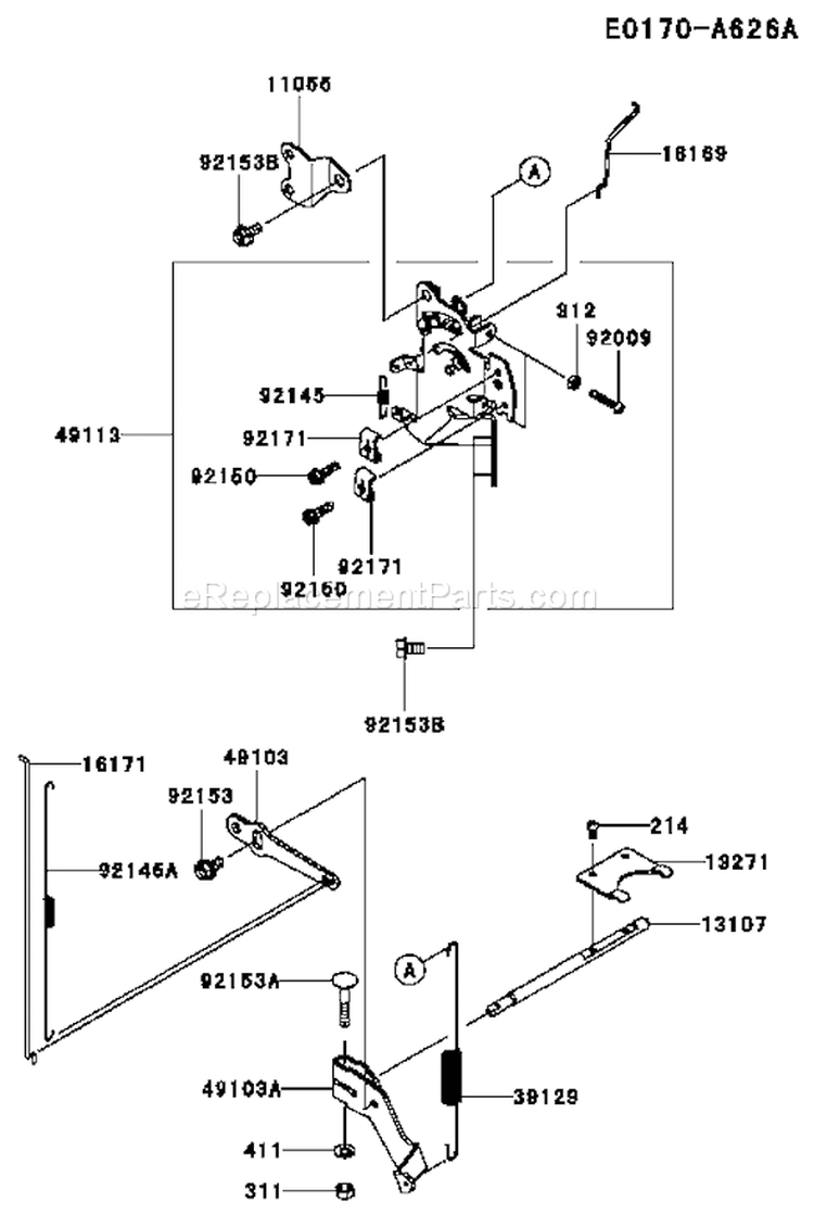 Page C Diagram and Parts List for AS00 Kawasaki Engine