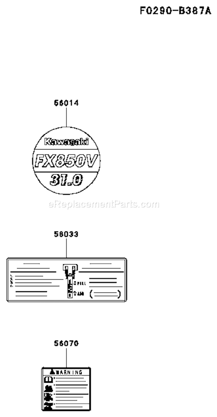 Page H Diagram and Parts List for AS00 Kawasaki Engine