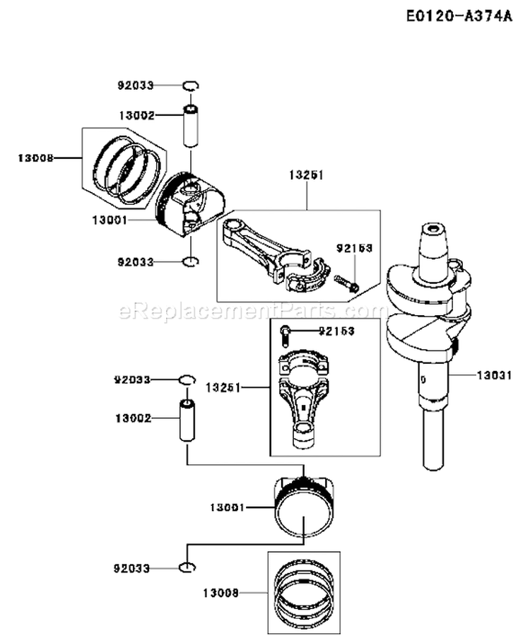 Page J Diagram and Parts List for BS05 Kawasaki