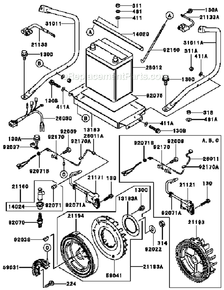 Electric Equipment Diagram and Parts List for DS00 Kawasaki Generator