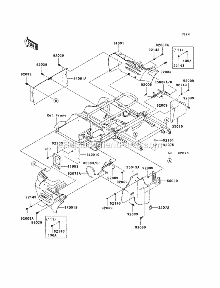 Frame Fittings - Rear Diagram and Parts List for 2012 Kawasaki 