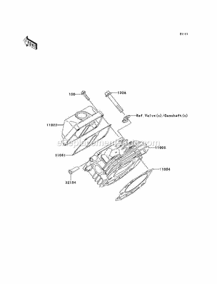 Cylinder Head Diagram and Parts List for 2005 Kawasaki 
