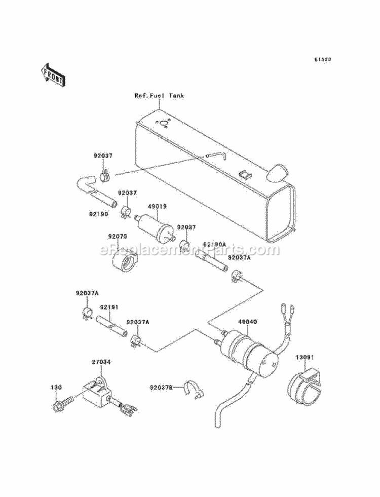 Fuel Pump Diagram and Parts List for  Kawasaki 