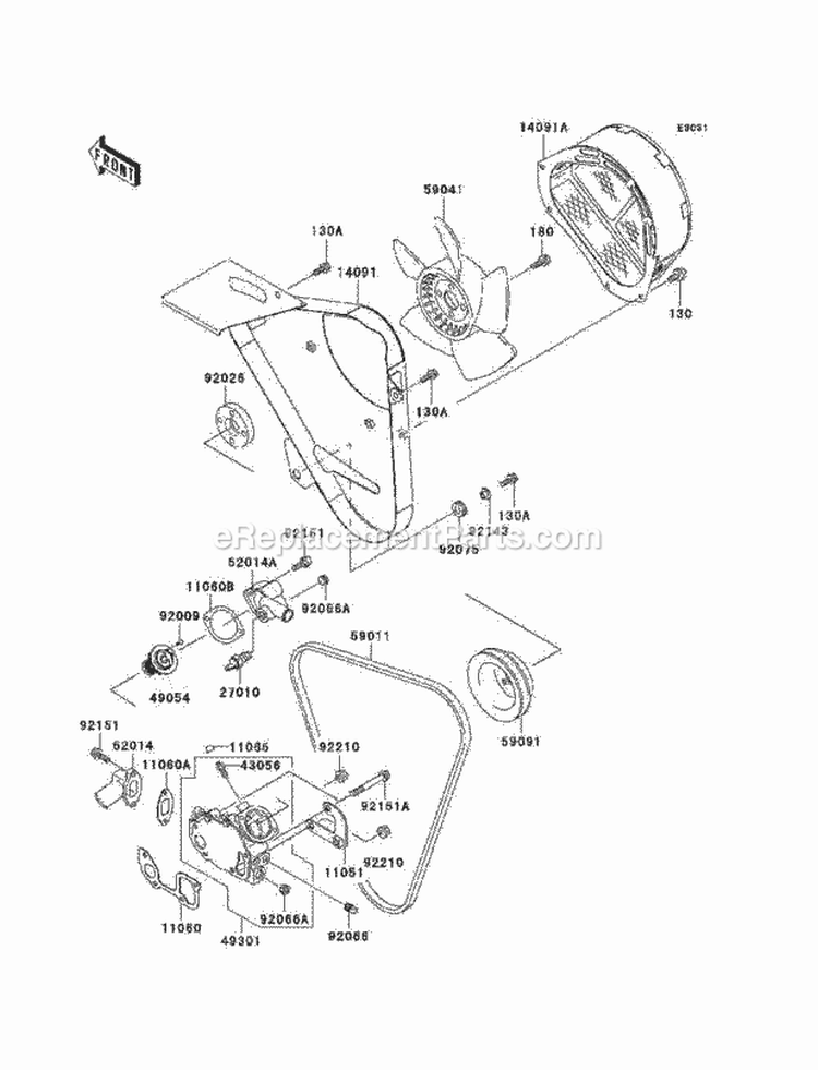 Water Pump Diagram and Parts List for  Kawasaki 