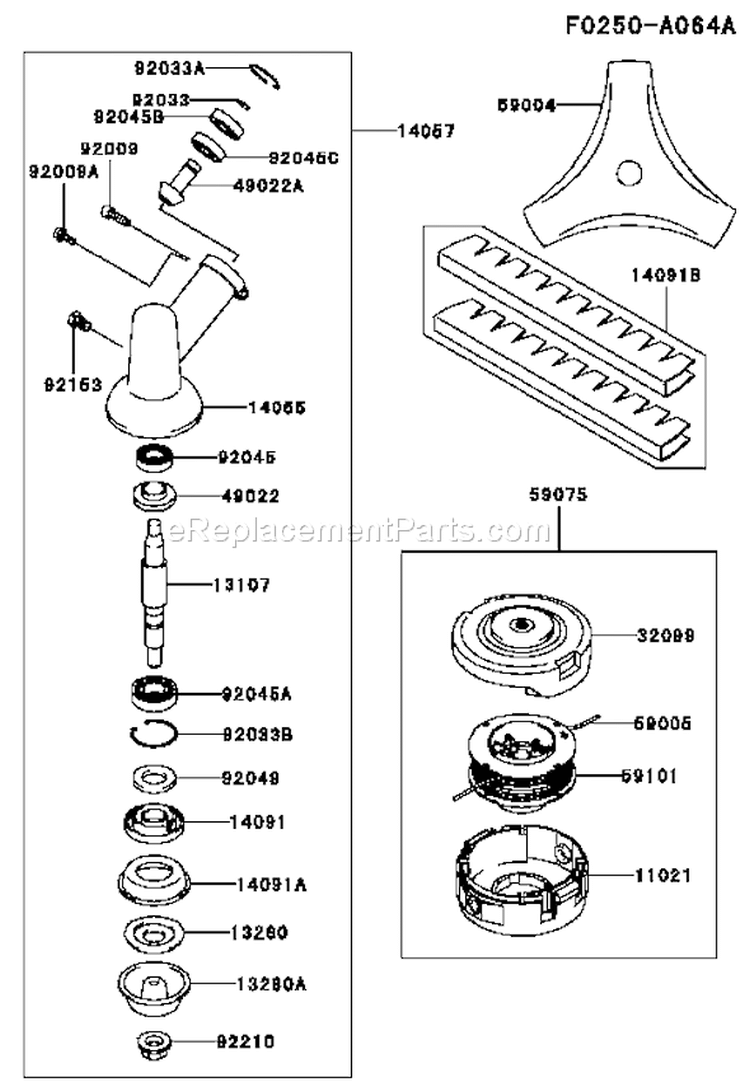 Page C Diagram and Parts List for HA027T Kawasaki Trimmer
