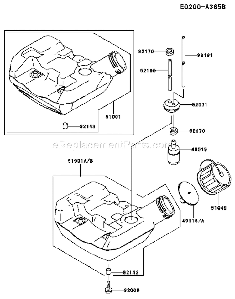 Page G Diagram and Parts List for HA023F Kawasaki Trimmer
