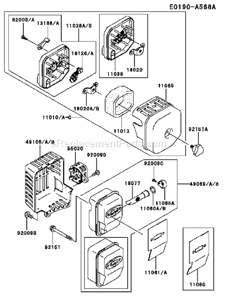 Page A Diagram and Parts List for HA026F Kawasaki Trimmer