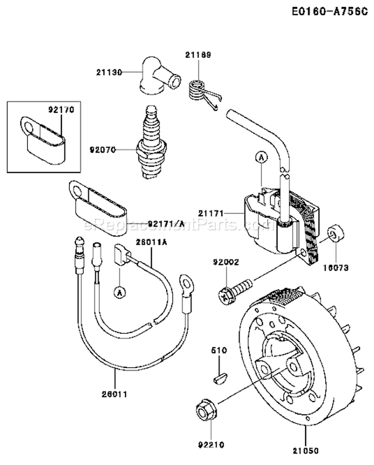 Page F Diagram and Parts List for HA026F Kawasaki Trimmer