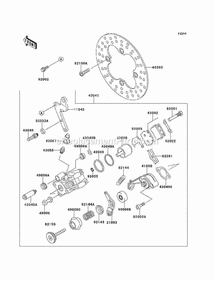 Rear Brake Diagram and Parts List for 1996 Kawasaki 