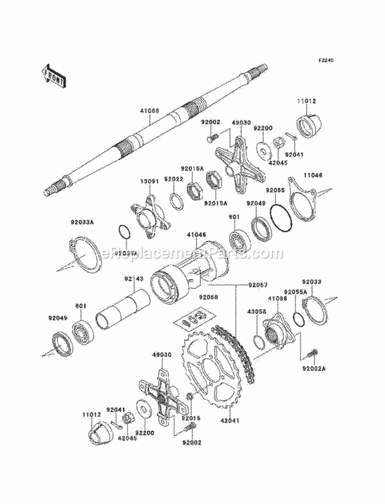 Rear Hub Diagram and Parts List for 1996 Kawasaki 