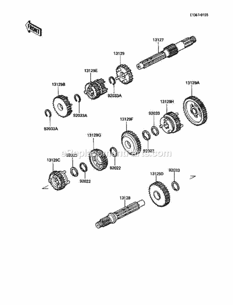 Transmission Diagram and Parts List for 1986 Kawasaki 
