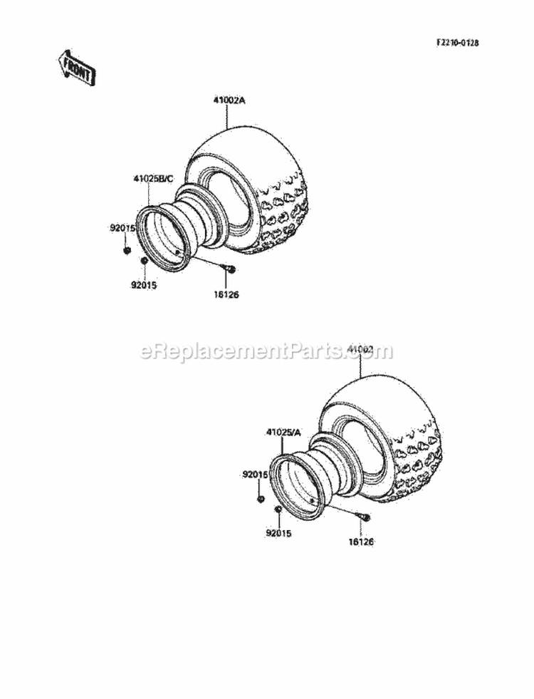 Wheels/Tires Diagram and Parts List for 1988 Kawasaki 