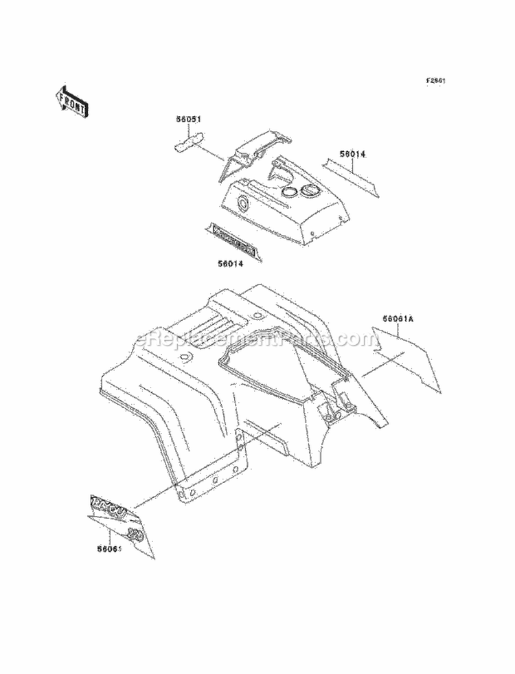 Decals, Green Diagram and Parts List for 1997 Kawasaki 