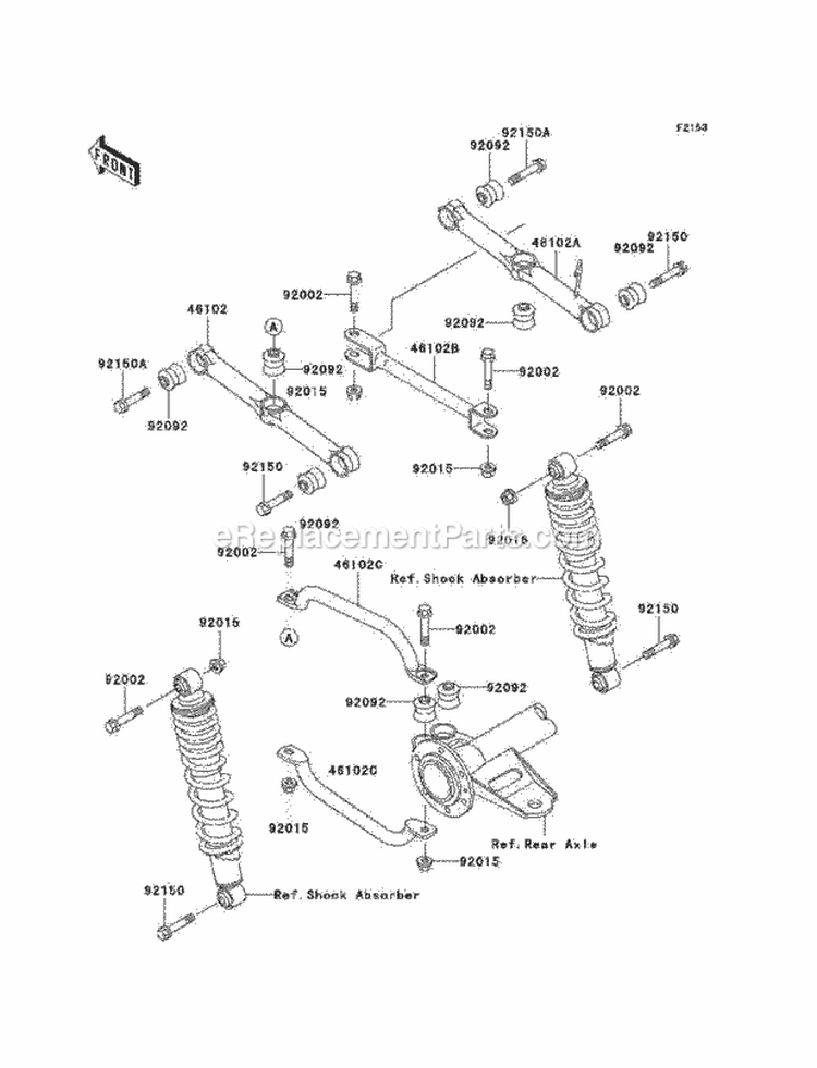 Rear Suspension Diagram and Parts List for 1999 Kawasaki 