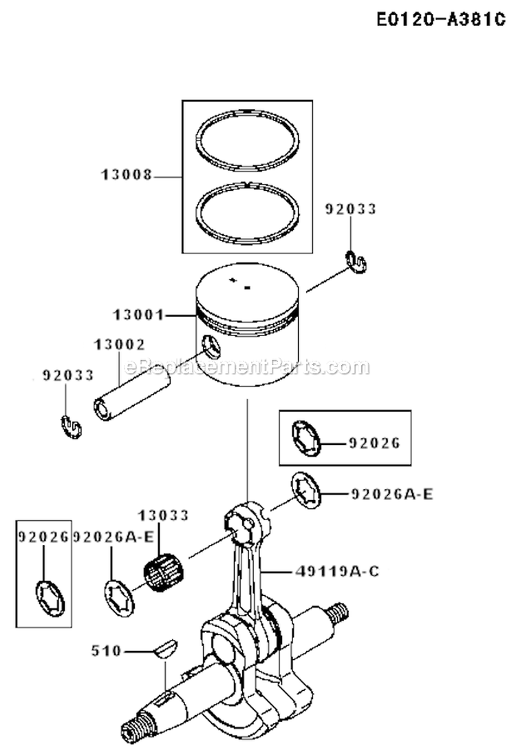 Page M Diagram and Parts List for  Kawasaki Leaf Blower / Vacuum