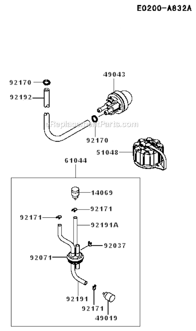 Fuel_TankFuel_Valve Diagram and Parts List for  Kawasaki Leaf Blower / Vacuum