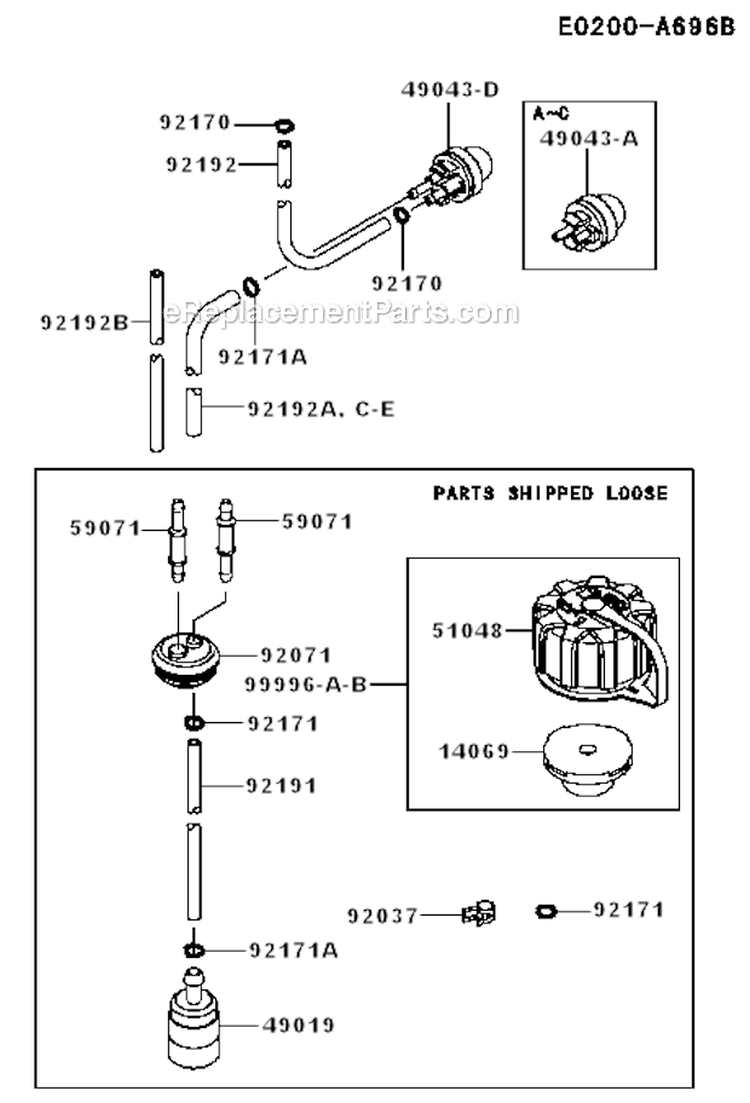 Page I Diagram and Parts List for  Kawasaki Leaf Blower / Vacuum