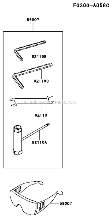 Tool Diagram and Parts List for  Kawasaki Trimmer