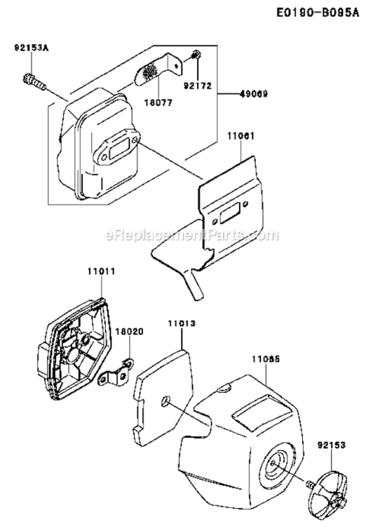 Page B Diagram and Parts List for  Kawasaki Trimmer