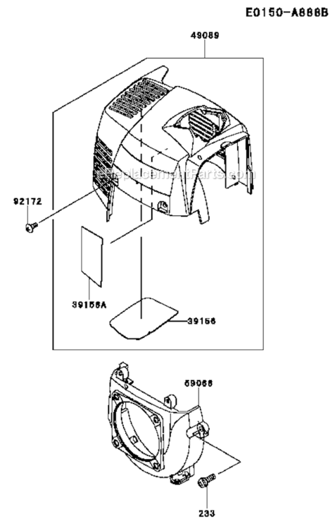 Cooling-Equipment Diagram and Parts List for  Kawasaki Trimmer